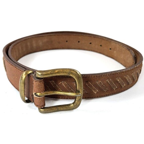 Rugged Leather 7106 Brown Belt Hashtag Stitching Design Men's Size 40 - Picture 2 of 12